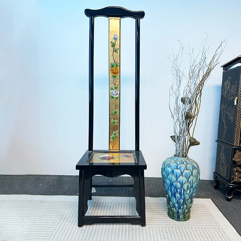 新中式实木轻奢餐椅高靠背椅餐厅家用凳子餐桌椅单人椅卧室书房椅