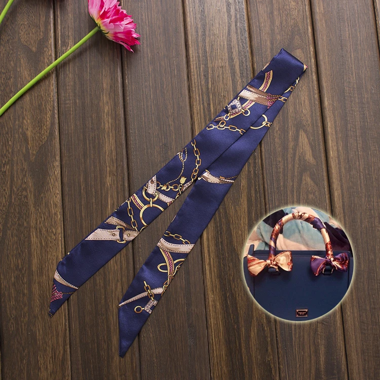 韩版百搭装饰包带细长条小丝带系缠绑包包手柄丝巾女士领巾手腕巾