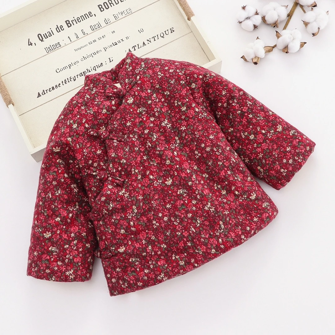 宝宝手工棉花棉衣儿童棉袄加厚冬季保暖上衣棉服碎花外套童装国风