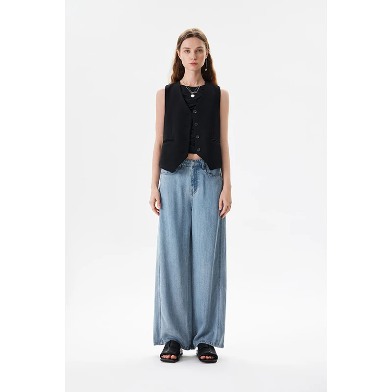 原创设计时尚休闲无弹直筒裤D008