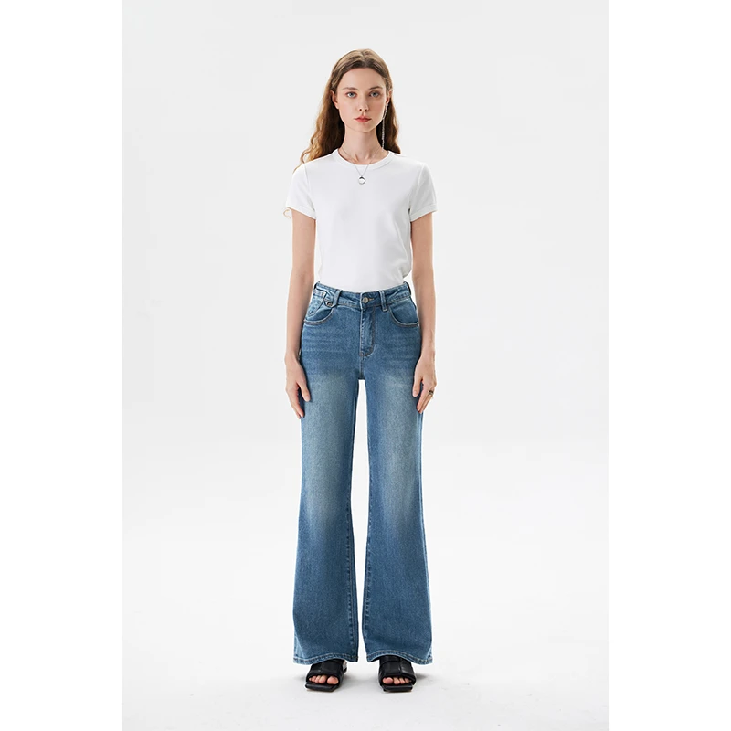 【年终大促】时尚绿银丝弹力筒叭裤E296