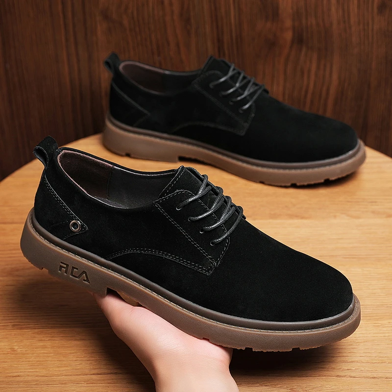 磨砂皮男鞋反绒皮英伦男士翻毛鞋软底反毛皮休闲百搭低帮男鞋子潮