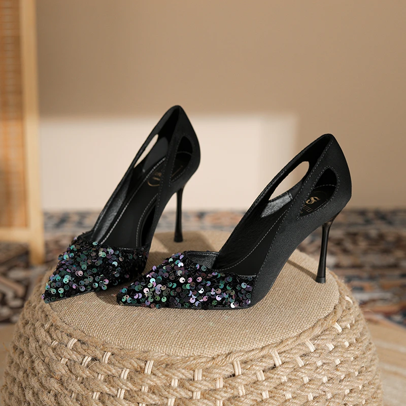 sufeifei/苏妃妃777-237时尚百搭高跟鞋气质单鞋细跟法式高跟尖头