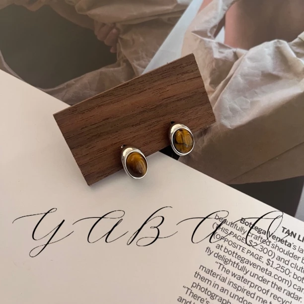 黄铜耳饰 复古椭圆形耳环ins风简约高级气质耳饰轻奢小众高级感