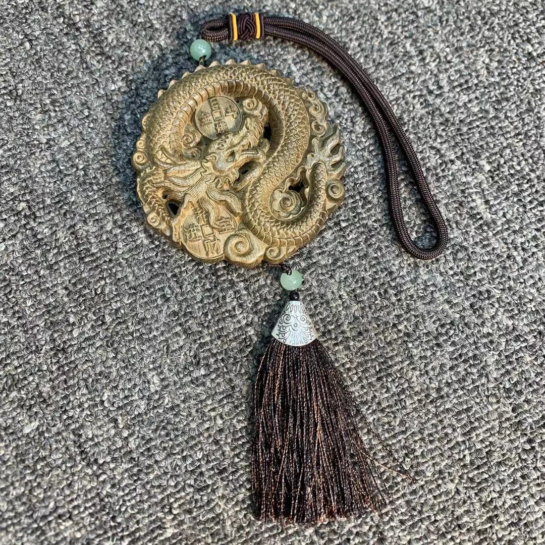 金丝楠阴沉木双面透雕龙行天下