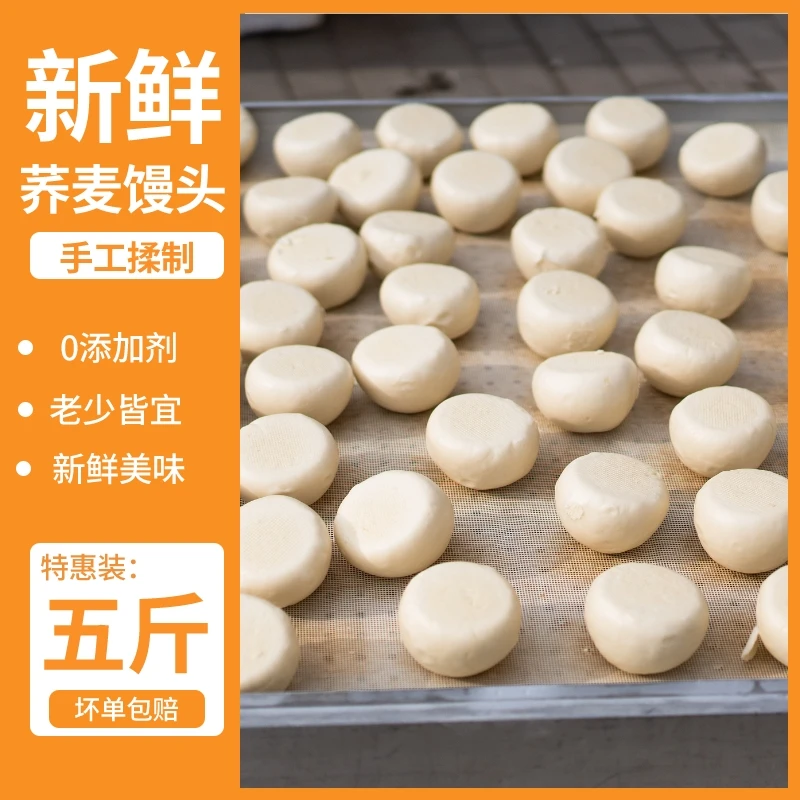 纯手工荞麦馒头新麦粗粮无糖精早餐饱腹即食山东热销大馒头花卷