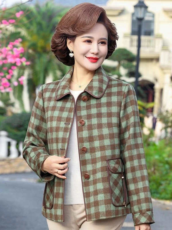 2024年时尚百搭春秋秋季外套休闲洋气长袖秋装上衣宽松格子外套