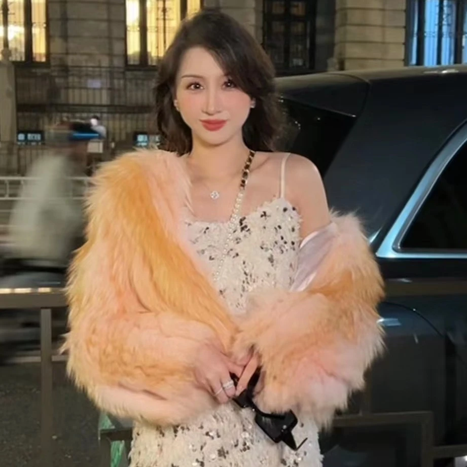 【孤品特价】进口狐狸毛设计师款皮草外套 v10323ye 瑶瑶