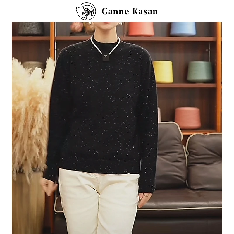 时尚秋冬休闲轻奢羊绒半高领电子纱打底长袖针织衫