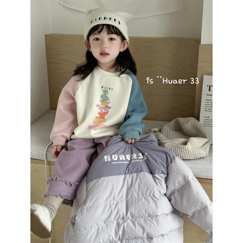 花儿三三·冬~卡通动物拼袖卫衣8828