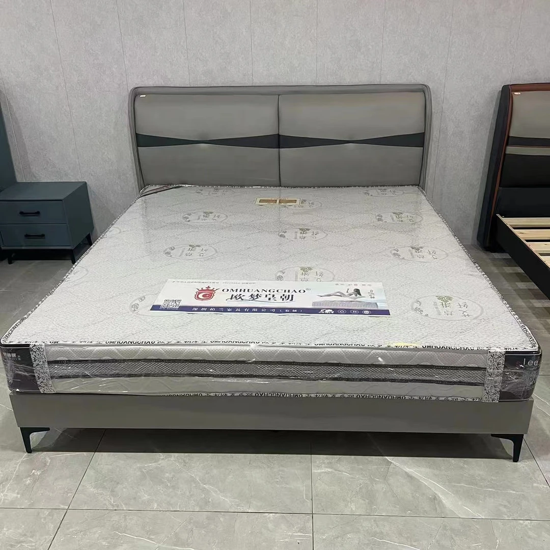 【丽家专属】203灰科技布双人床意式新款现代简约婚庆免洗主卧储物