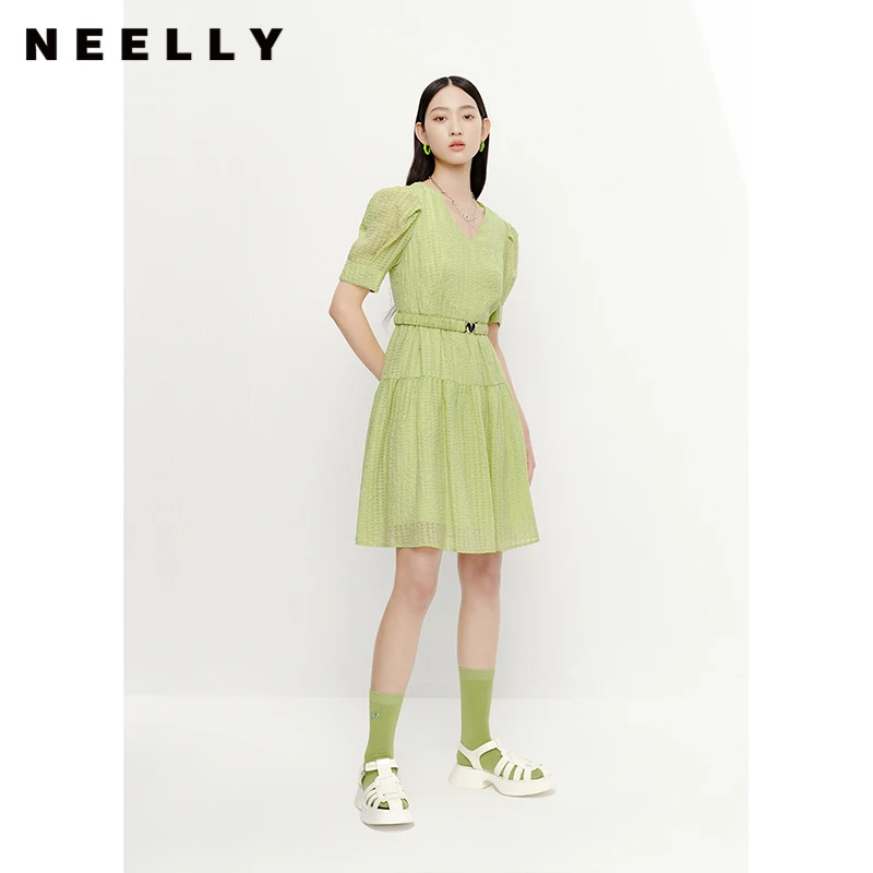 【小云总专享】NEELLY纳俪V领连衣裙N23051Y01123