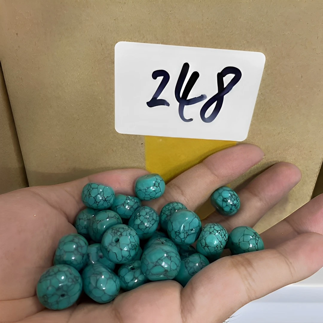 【人工处理】【248号卡14m单个发】青皮玉化铁线纹单颗老型墩珠