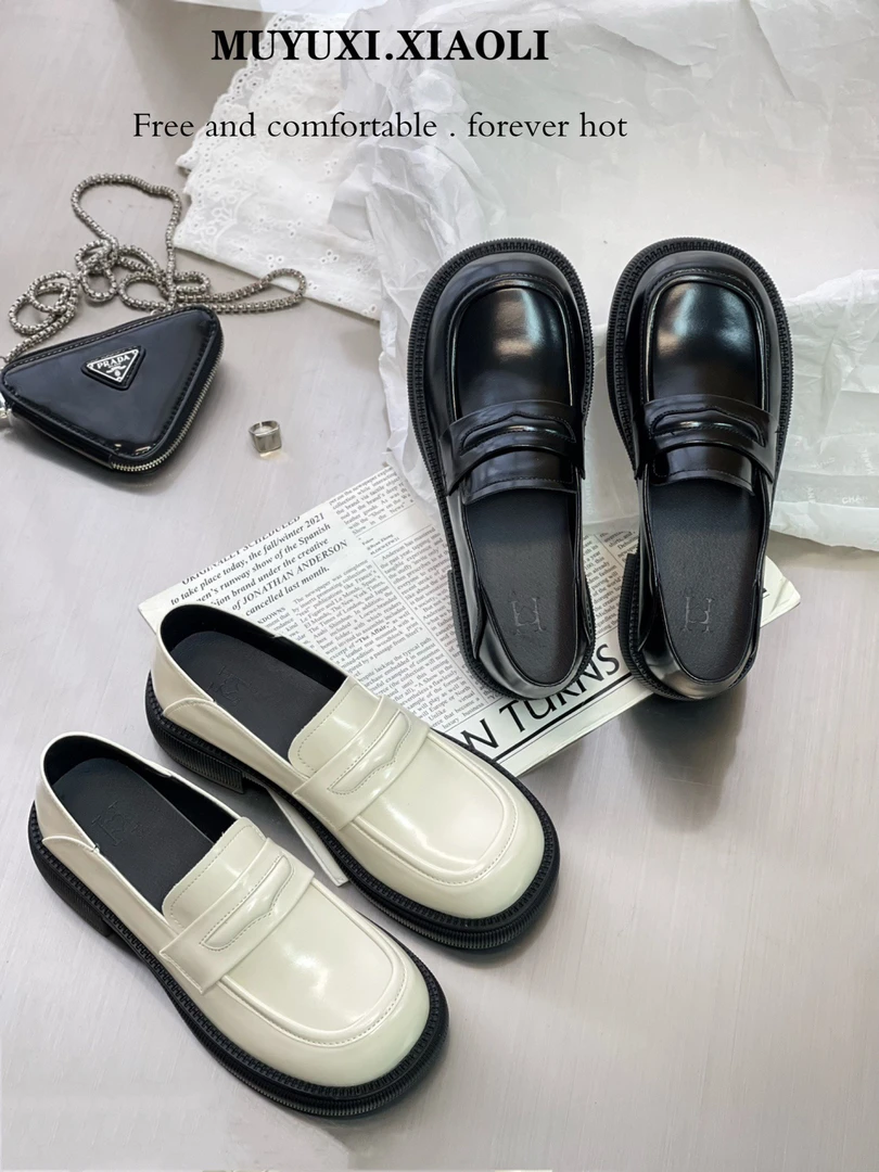 2024秋季新款乐福鞋6-307软底深口小单鞋豆豆鞋时尚女网红厚底鞋