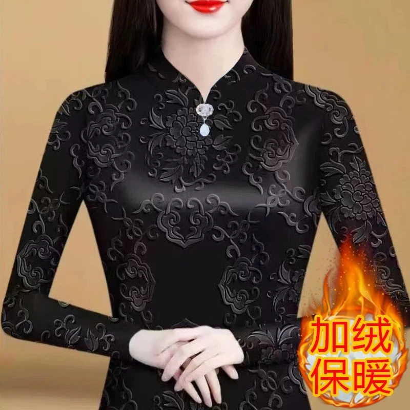 【抢】【秋冬】时尚百搭修身显瘦印花保暖打底衫M3876