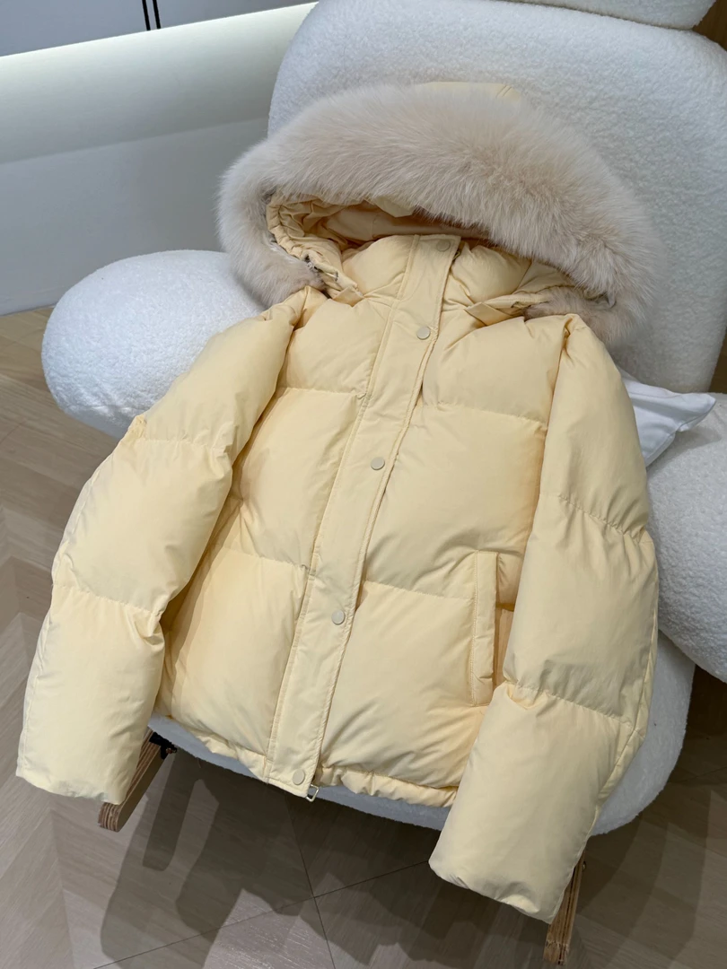 【少女心事5】短款90白鸭绒真狐狸毛领修身韩版羽绒服女