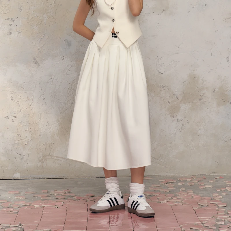 「PINPINPLUS」「PP+」时尚小众气质法式低腰大摆伞裙 3C61601XP