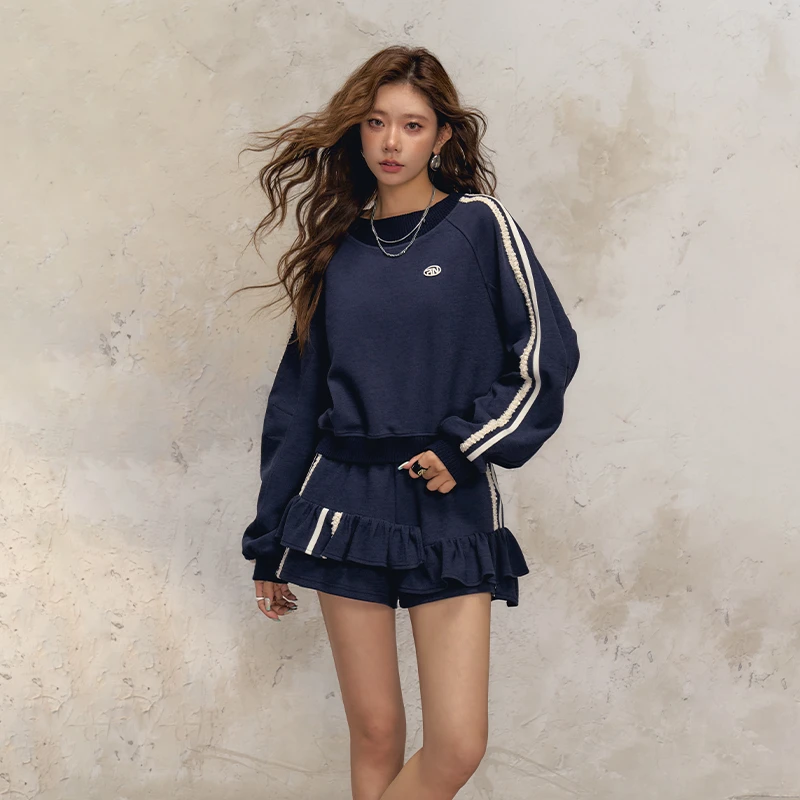 「PINPINPLUS」新款百搭撞色穿搭长袖卫衣套裙3C60382XP