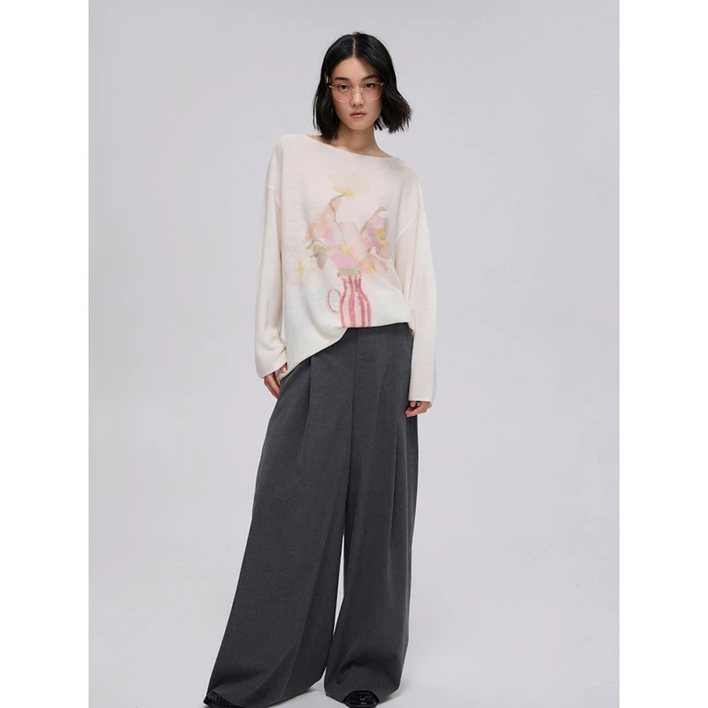 PINPINPLUS丨「浪漫花瓶」法式慵懒印花绵羊毛针织毛衣 8C22251AYP