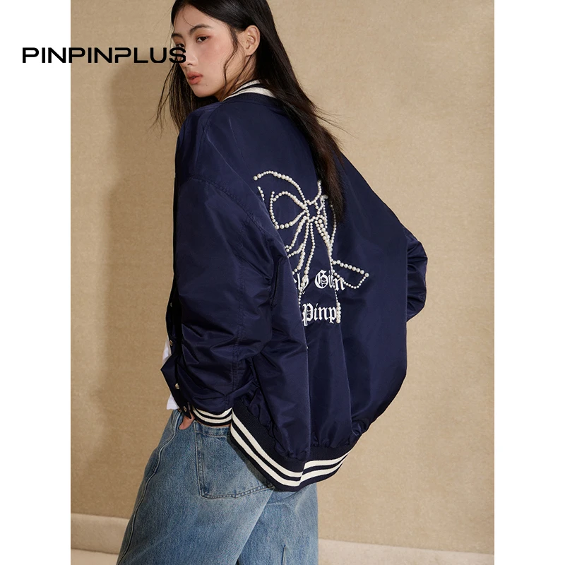 PINPINPLUS丨「海派千金」刺绣条纹蝴蝶结冬款外套8C71131AYP