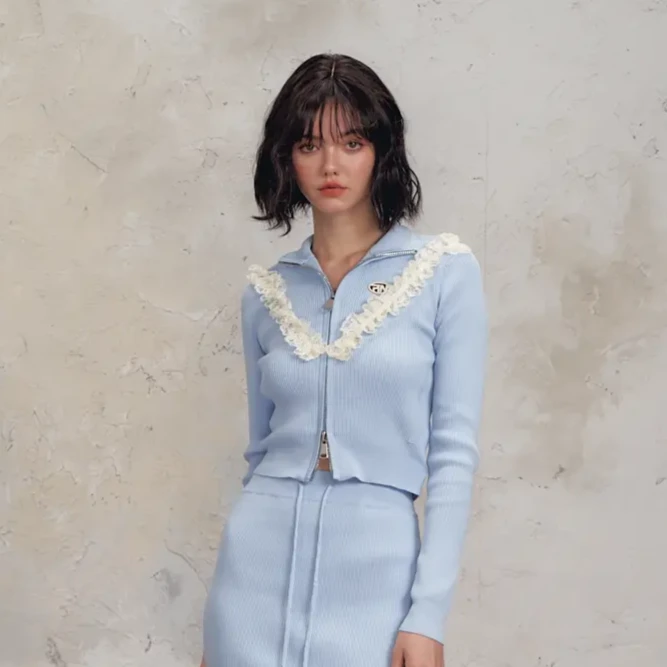 「PINPINPLUS」新款针织毛衣小香风时尚气质长袖开衫3C10761XP