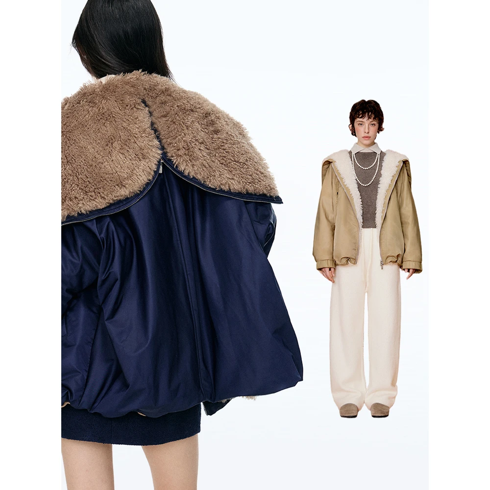 PINPINPLUS丨「天使之翼」连帽仿皮草内胆派克服外套 8D80031QP