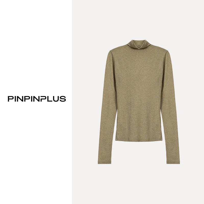 「PINPINPLUS」「PP+」羊毛百搭纯色打底长袖半高领T恤 3D70531KP