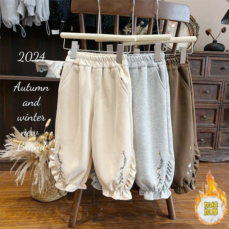 女童休闲裤秋装2025新款洋气儿童束脚裤秋冬加绒卫裤女孩冬季裤子