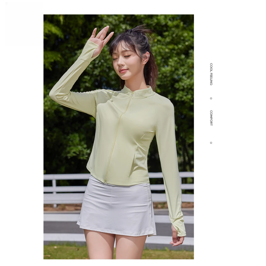 2024春夏新款锦氨冰丝防晒衣女立领小蛮腰原纱防晒服