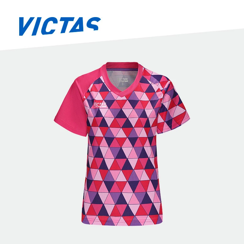 VICTAS维克塔斯乒乓球女款比赛服运动T恤短袖衣服V领