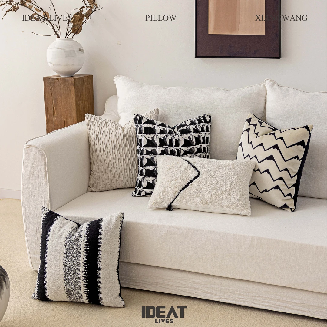 【法式中古单枕套】网红轻奢格子民宿样板房沙发抱枕卧室抱枕套可拆