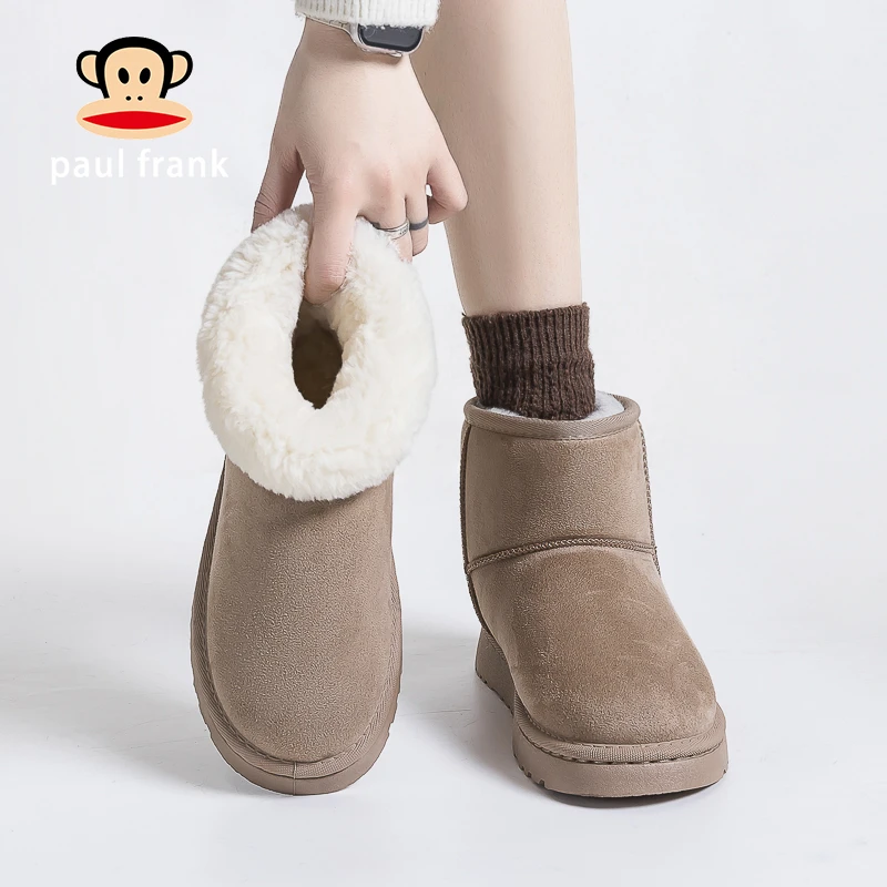大嘴猴厚底雪地靴女2025年新款冬加绒加厚防水防滑保暖面包大棉鞋