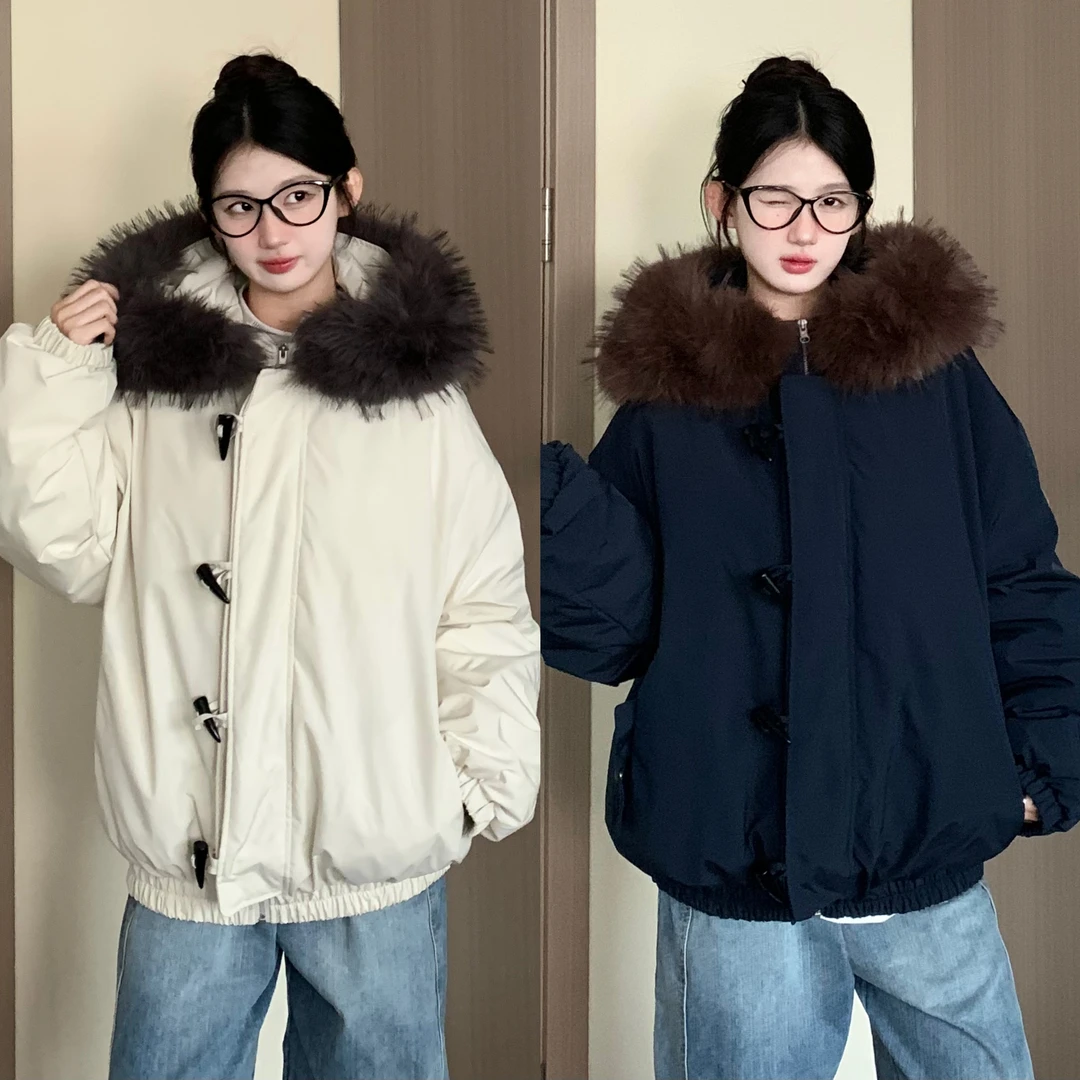 【直播间清仓款no退no换】EZEK 大毛领羽绒服90白鸭绒宽松Z