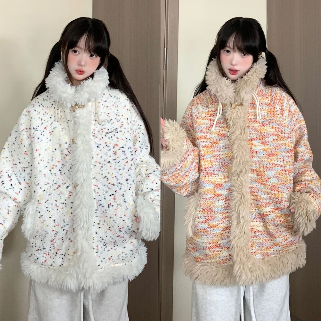 EZEK 彩色波点棉服调色盘氛围感菱格锁棉可爱甜美小香风莫奈色系