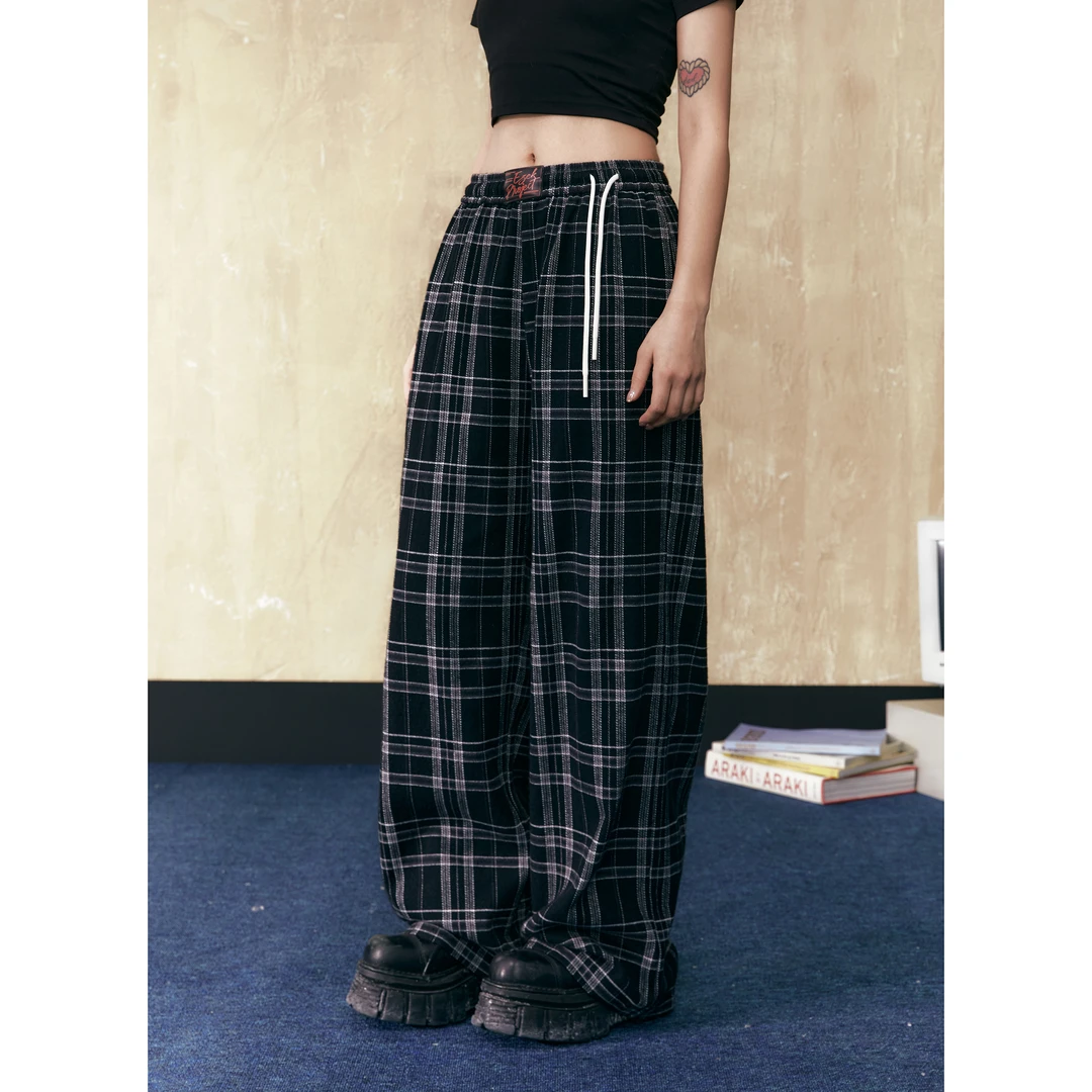 【直播间清仓款no退no换】EZEK原创松紧腰阔腿休闲裤女春秋长裤子