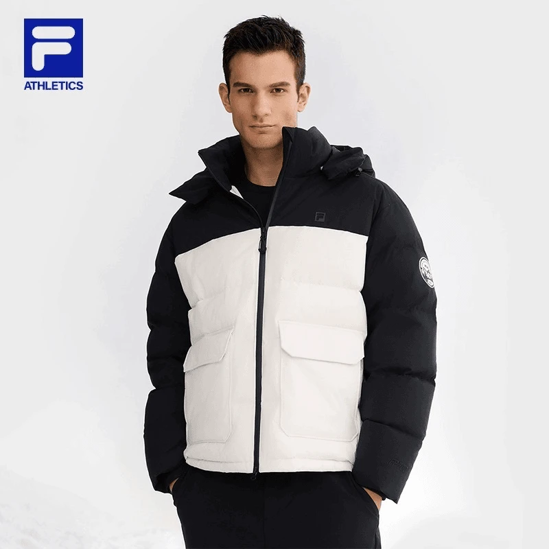 FILA斐乐官方情侣款羽绒服男款款休闲立领短款轻薄A51M441902F