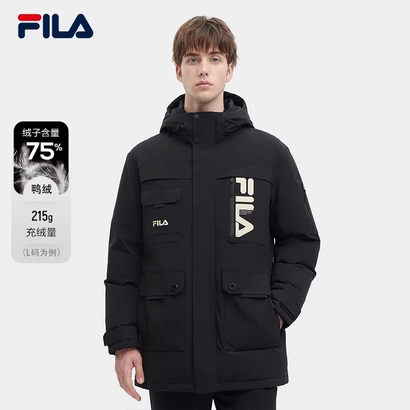 Fila/斐乐【防寒】中长款羽绒服冬季新款运动连帽外套F11M349904F