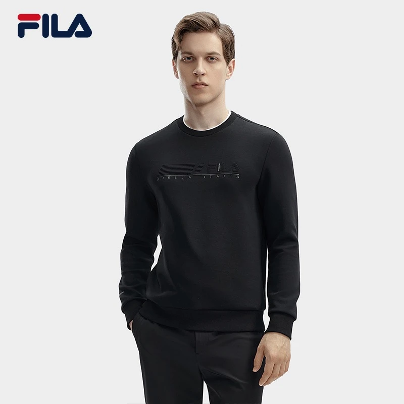 FILA/斐乐男装春商务柔软高档休闲卫衣圆领长袖套头衫F11M412207F