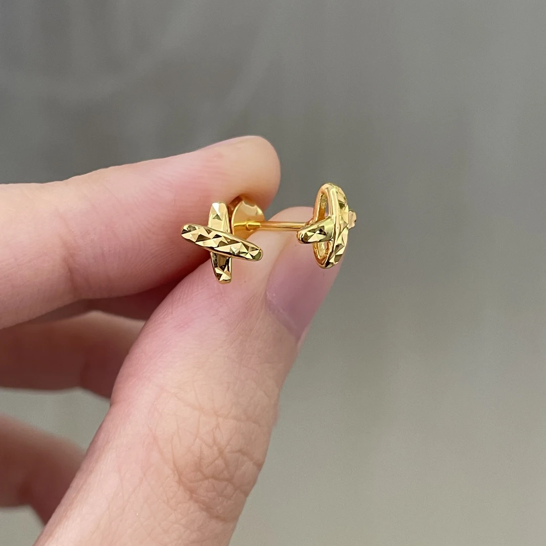 足金999交叉耳钉