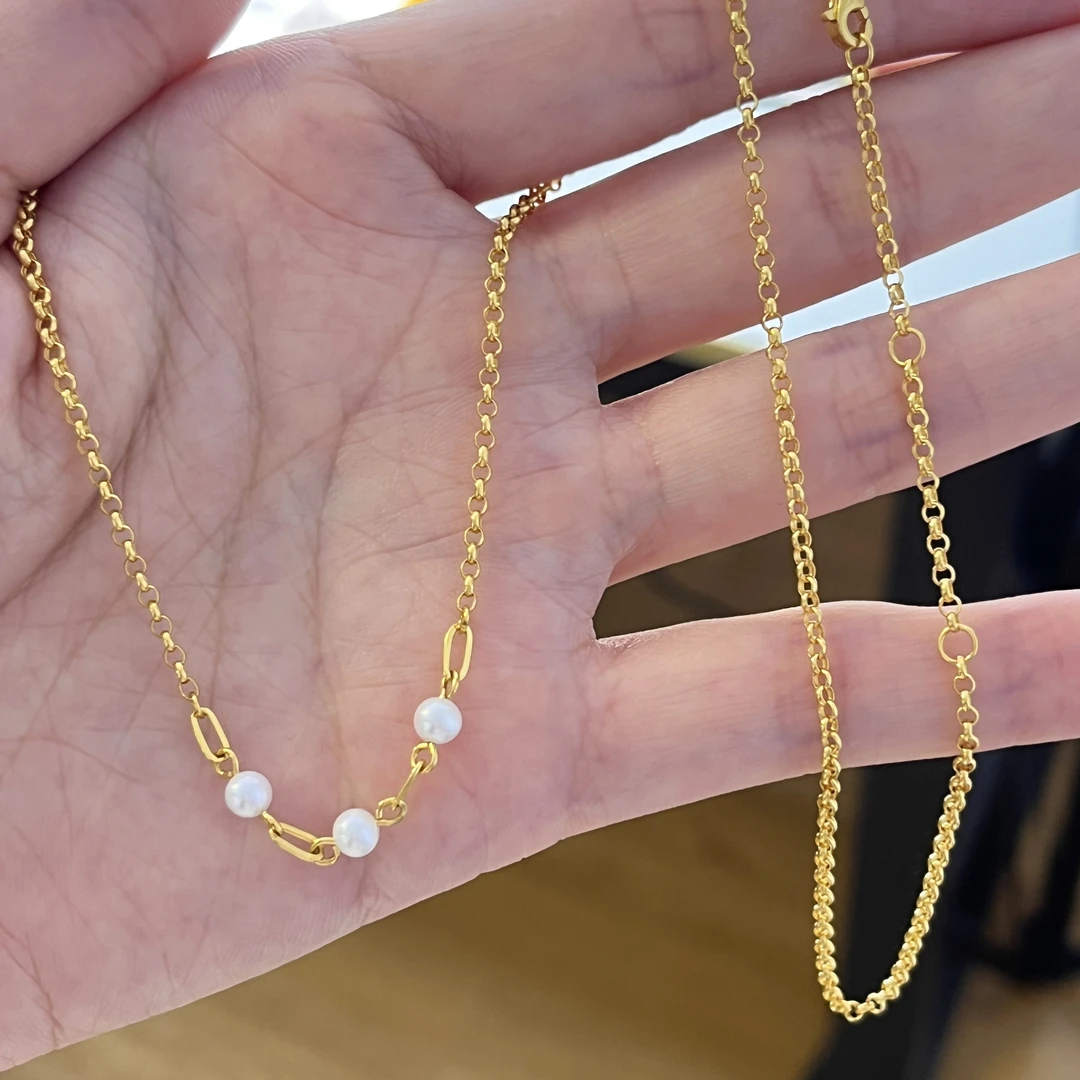 珠珠链足金999龙虾扣/鲍鱼扣 经典百搭黄金项链女友生日礼物