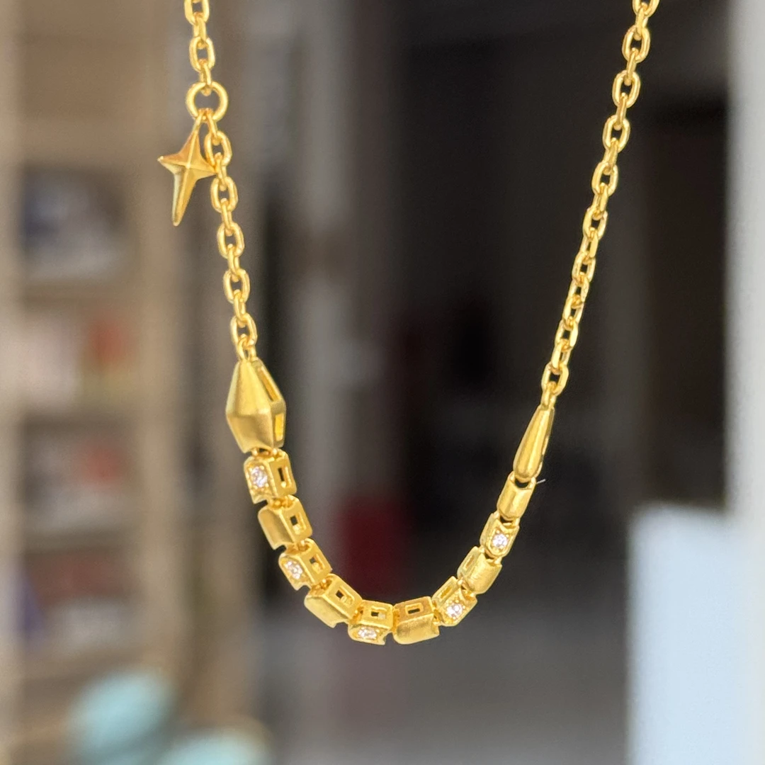 点钻蛇形手链足金999 简约气质百搭小众手链-零零