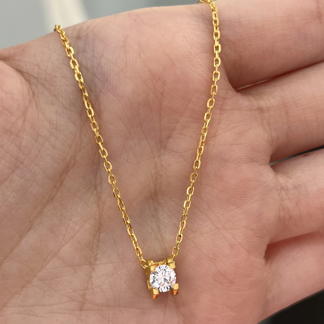 点钻牛头泡泡套链42+3cmM扣足金999 精致时尚气质轻奢送闺蜜黄金