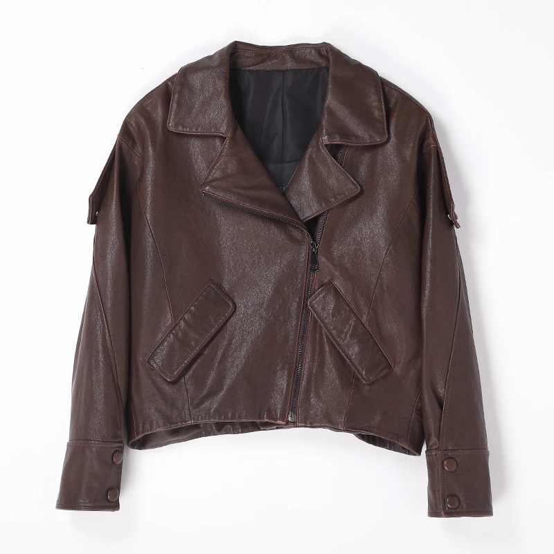 海宁真皮皮衣时尚百搭短款女士气质休闲绵羊皮小个子皮衣