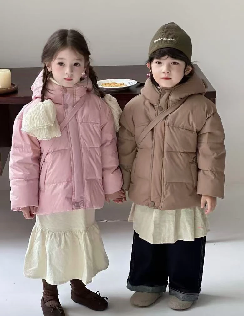 扣号儿童加厚加绒羽绒服冬季防寒保暖外套连帽男童女童大小宝外套