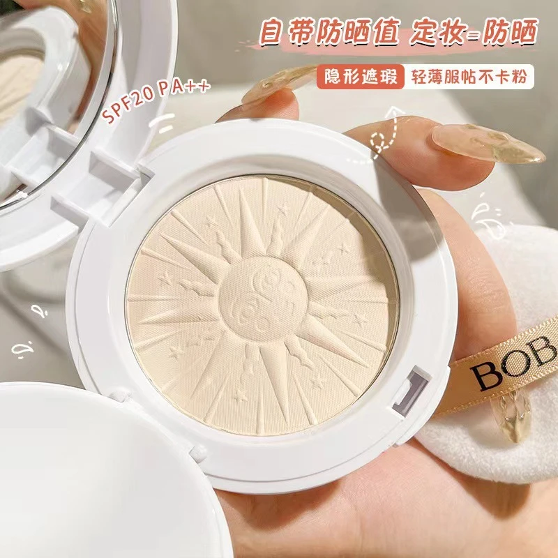 BOB丝绒防水防晒粉饼SPF20PA++控油定妆粉油持久防汗轻遮瑕不脱粉