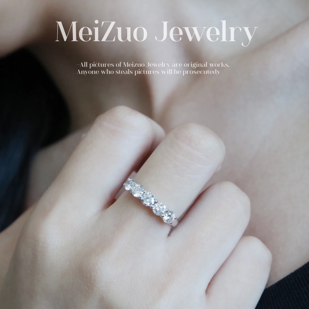 美作【1克拉 五公主排戒】18k金天然钻石戒指厚经典百搭
