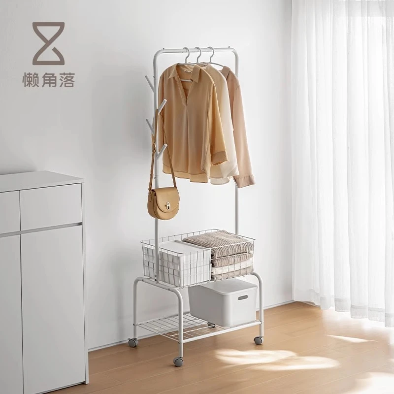 懒角落衣架落地卧室家用客厅衣服收纳架置物架多功能挂衣架衣帽架