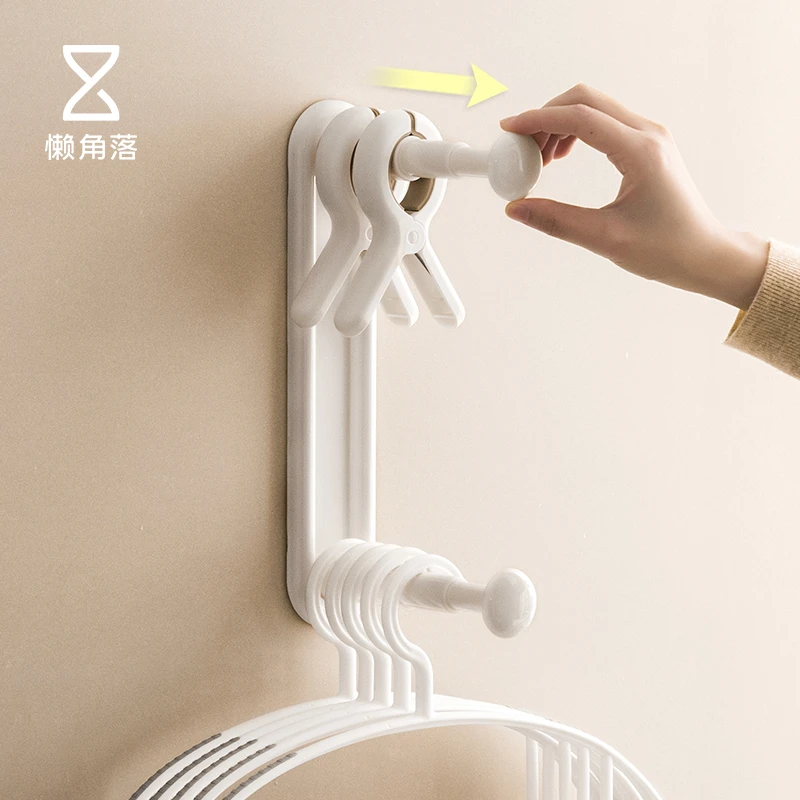 懒角落衣架收纳架整理架免打孔可伸缩家用阳台壁挂式衣架收纳挂架