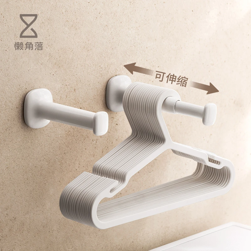 懒角落衣架收纳架免打孔家用阳台墙上可伸缩晾衣架整理挂钩壁挂式