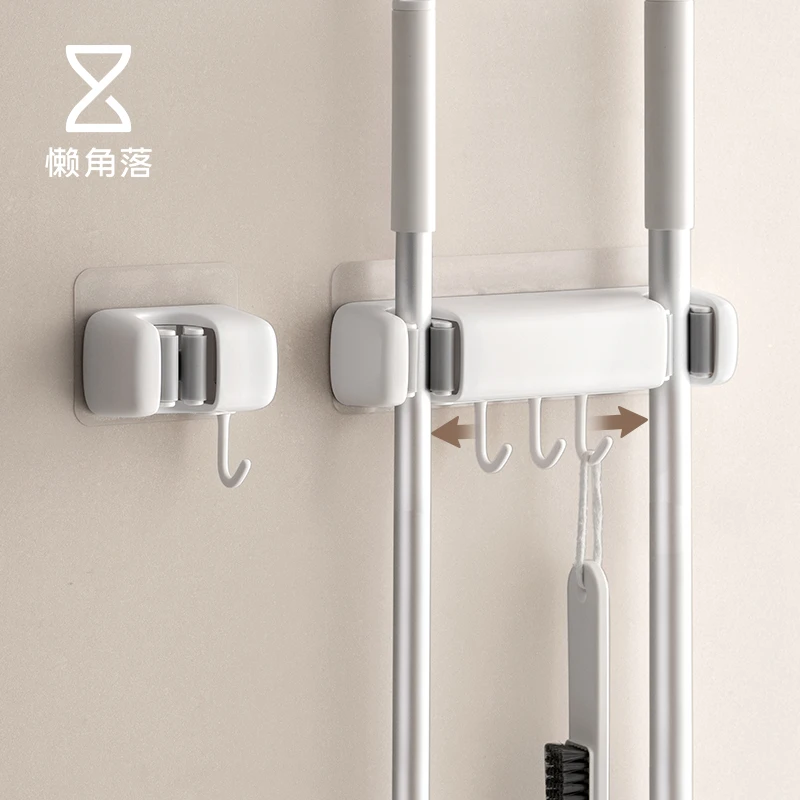 懒角落拖把挂钩家用卫生间免打孔挂架拖布收纳架固定卡扣扫把夹